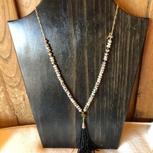 Necklace With Black Bead Tassel